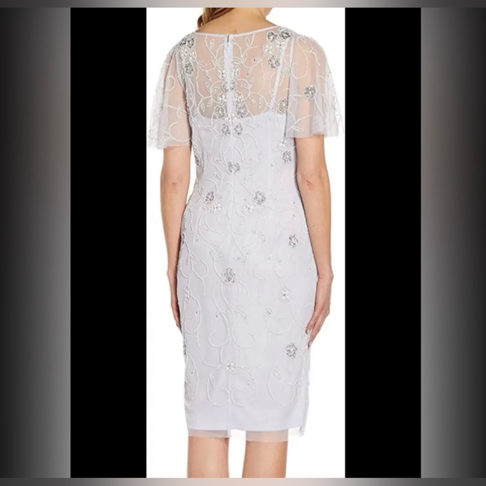 Adrianna Papell Beaded Mesh Sheath Dress 14